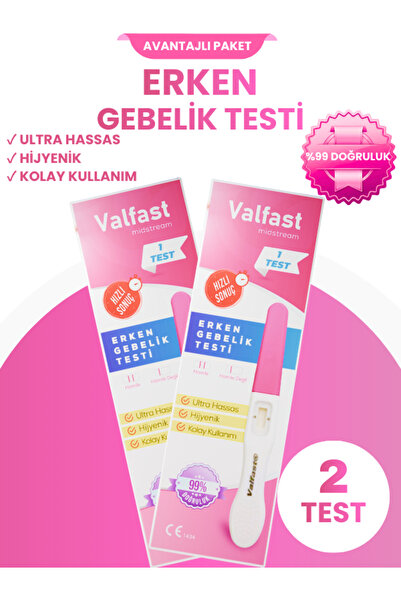 Valfast Erken Gebelik Testi Hızlı Hamilelik Testi 2 Adet