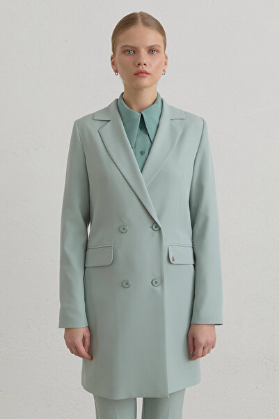 Nihan Kruvaze Blazer Basic Ceket Aqua