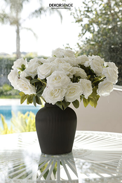 Dekorsende Yapay Gül Demeti Beyaz 40 cm