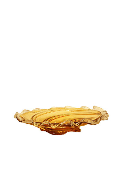 Lucky Art Διακοσμητική γυάλινη γλάστρα φρούτων σε χρώμα πορτοκαλί, ρετρό σχήμ...