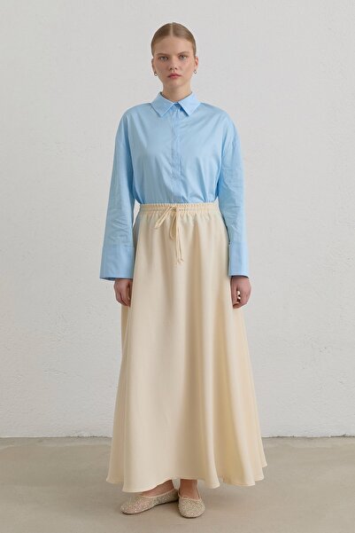 Nihan Beli Lastikli Tencel Etek Tereyağ Sarısı