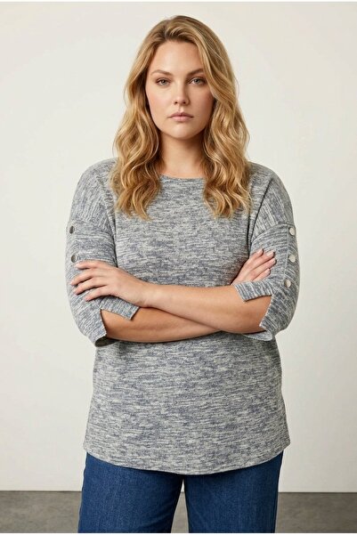 Stil Diva Блуза великого розміру з велосипедним коміром, короткими рукавами т...