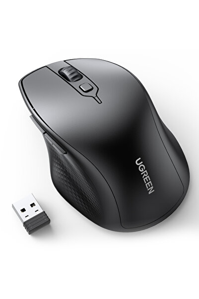 Ugreen Ergonomik Sessiz Çift Modlu Bluetooth & Wireless Kablosuz Mouse, Siyah...