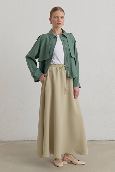 Nihan Beli Lastikli Tencel Etek Kekik