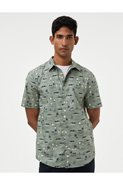 Marks & Spencer Saf Pamuklu Kısa Kollu Gömlek