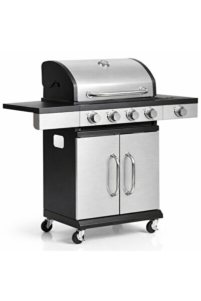 BBQ Forbes Gratar gradina, grill dreptunghiular, cu gaz, 4+1 arzatoare, cu ro...