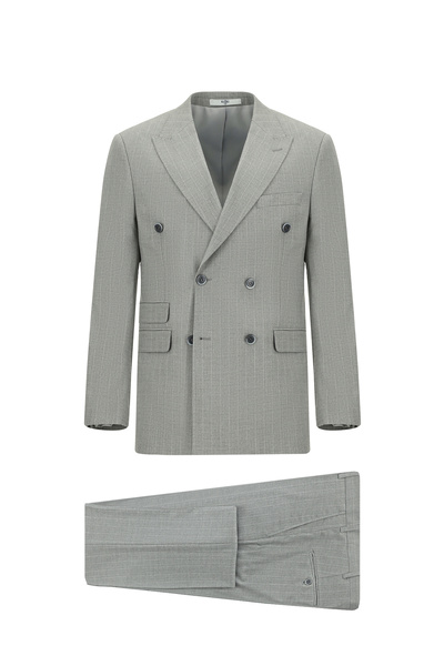 Kiğılı 7 Drop Slim Fit Slim Fit Striped Double-Breasted Piece Suit
