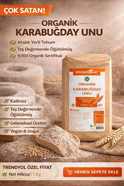 White Organic Organik Karabuğday Unu 1 Kg ( Greçka) Çiğ Karabuğday Unu Atalık...