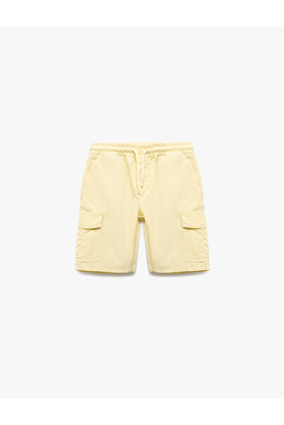 Koton Βασικό σορτς αλεξίπτωτο με βαμβακερή μέση με κορδόνια και λεπτομέρεια τ...