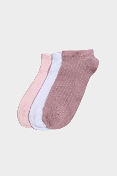 DeFacto Women's Seamless 3-Piece Bamboo Booties Socks E2099Axns