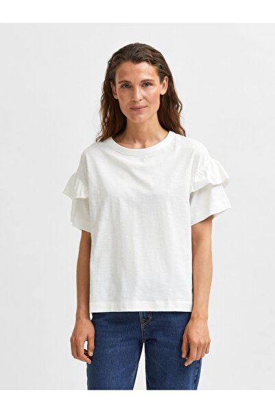 Selected Femme T-Shirt Baumwoll Rüschen