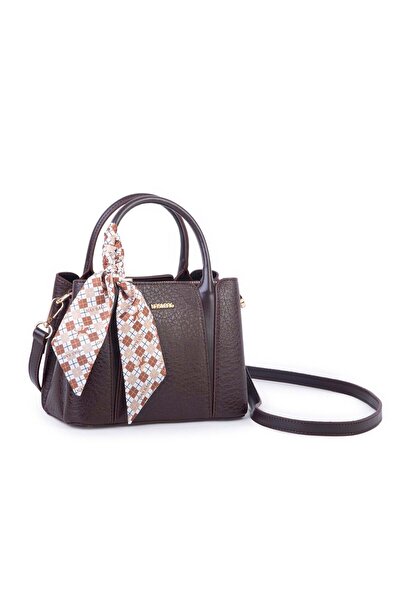 Nas Bag Stylish Mini Handbag with Scarf and Shoulder Bag Coffee Victoria