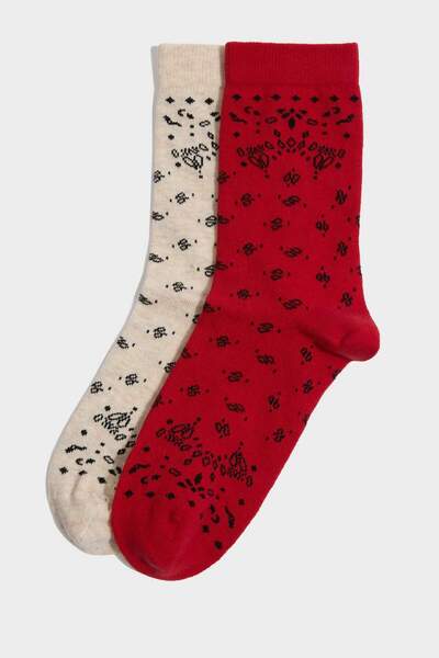 DeFacto Дамски безшевни памучни дълги чорапи, 2 чифта H5108AXNS