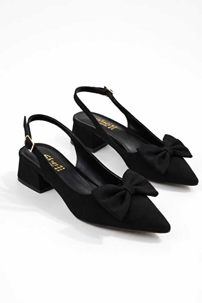 bolmar Kadın Kısa Topuklu Fiyonklu Sivri Burun Arkası Açık Klasik Topuklu Aya...