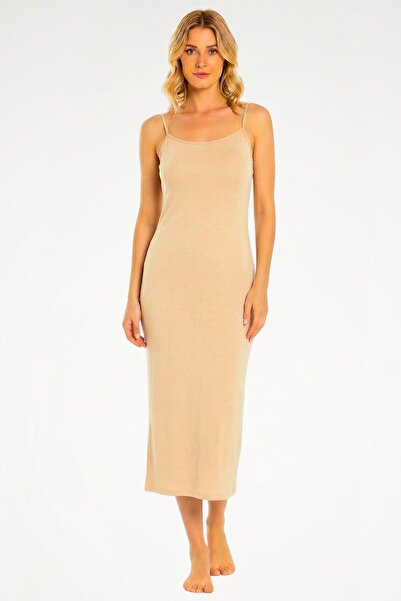 Newteam Bambu Kadın Ip Askılı Uzun Içlik Elbise - Çok Yumuşak Rahat Kombinezon