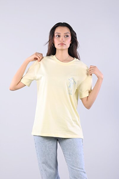 Mckanzie 10576 Tricou cu decolteu în formă de O cu imprimeu La Dolce Vita Lob...