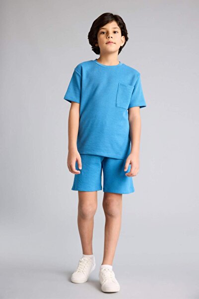 DeFacto Set pijamale Waffle cu mânecă scurtă și pantaloni scurți cu talie ela...