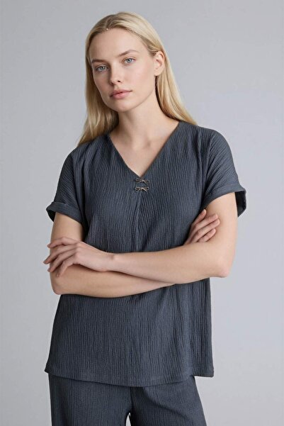 DeFacto Regular Fit Wrinkled T-Shirt H1173Ax26Sp
