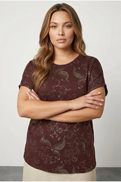 Stil Diva Блуза з коротким рукавом, велосипедним коміром і металічним візерун...