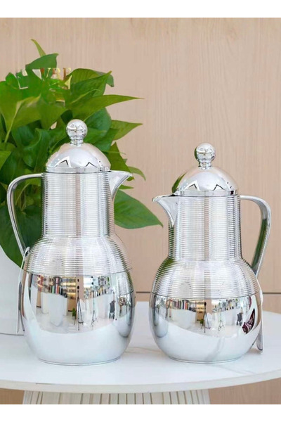 Louvre Set of 2 Tea & Coffee Thermos Set 1L & 0.6L | Silver Premium Insulated...