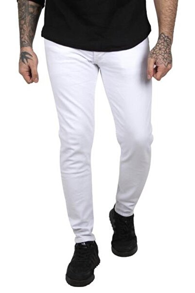 DENİM LONİ Blugi albi din denim slim fit pentru bărbați - 6869