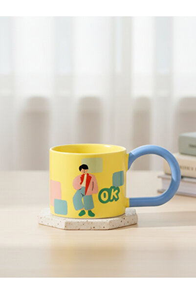 Dörtel Tedarik كوب سيراميك بمقبض كبير مع صور لفتين (أولاد وبنات) 2001