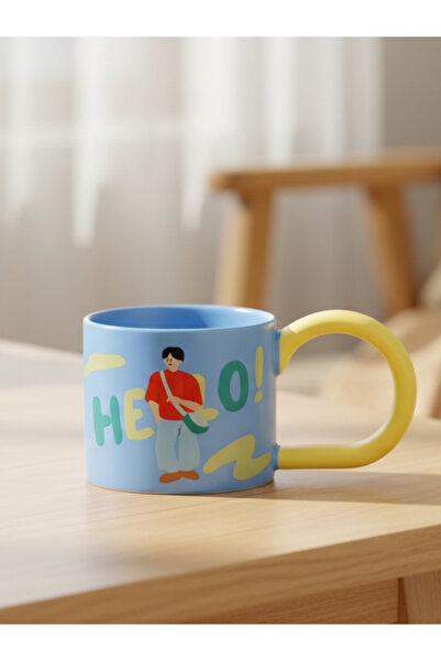 Dörtel Tedarik Large Handle Ceramic Mug with Boy and Girl Models 2001