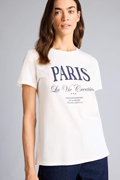 DeFacto Regular Fit Printed Combed Cotton T-Shirt H1410Ax26Sm