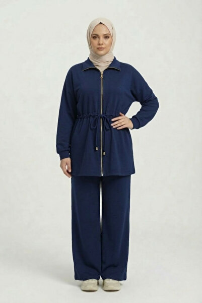 Tesettür Diyarı Γυναικείο αθλητικό σετ χιτζάμπ με κουκούλα και φερμουάρ στο κ...