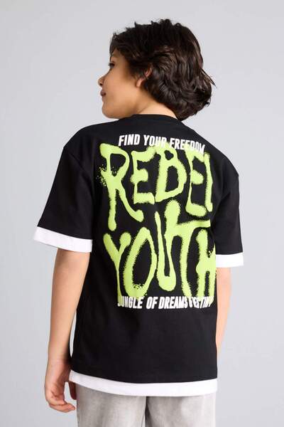 DeFacto Oversize okrugla kragna majica kratkih rukava za dečake G9726A826SM