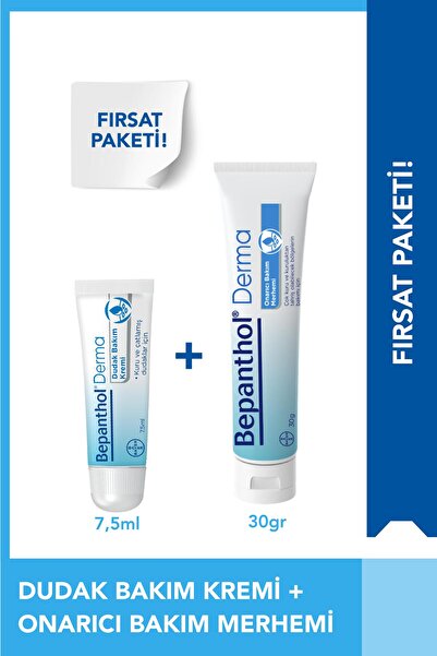 Bepanthol Onarıcı Bakım Merhemi 30 gr & Günlük Yoğun Nemlendirici Dudak Kremi...