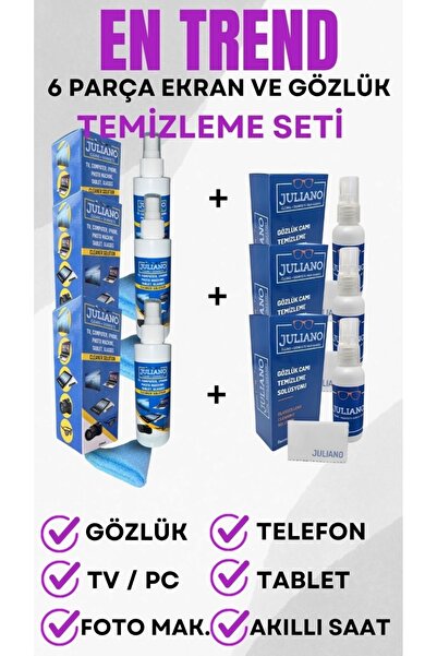 JULIANO 3 Adet 150 ML +3 Adet 50 ML Tv Ekran Ve Gözlük Temizleme Seti