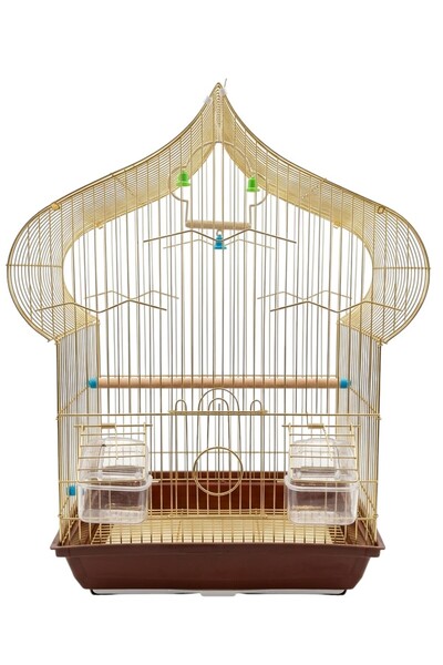Dayang قفص طيور ذهبي مزخرف A3124 - تصميم قبة أنيق (45 × 45 × 57 سم)