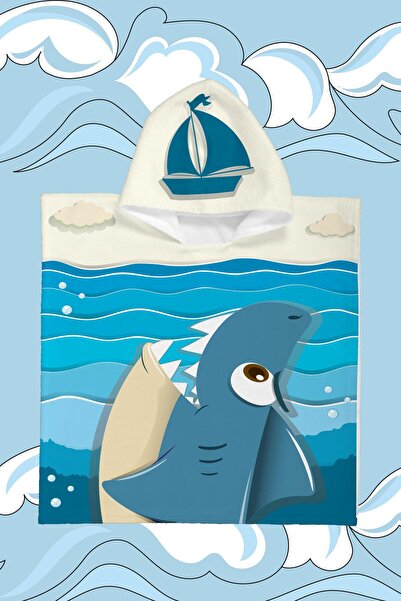 Evdek Mali plavi dečji pončo peškir za plažu