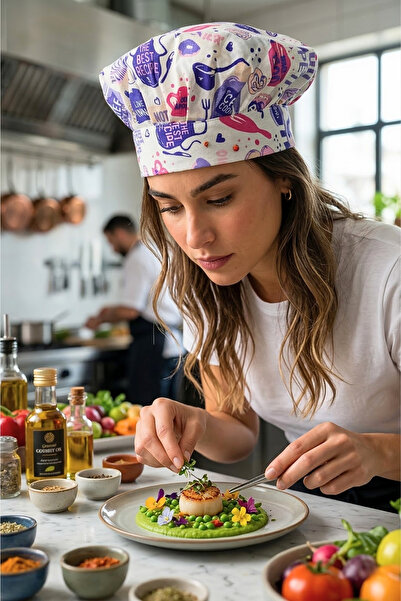 sevilya Adjustable Chef's Beret Adjustable Chef's Hat Chef Hat Patterned Chef...