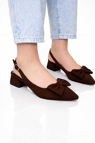 bolmar Kadın Kısa Topuklu Fiyonklu Sivri Burun Arkası Açık Klasik Topuklu Aya...