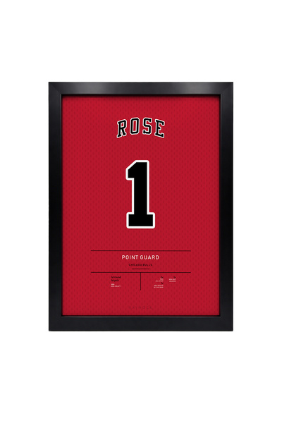 KAYNOCK Derrick Rose, Chicago Bulls, Basketbol, Nba Poster Tablo Siyah Çerçeve