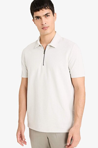 DeFacto Zippered Collar Short Sleeve Polo T-Shirt F9868Ax26Sp
