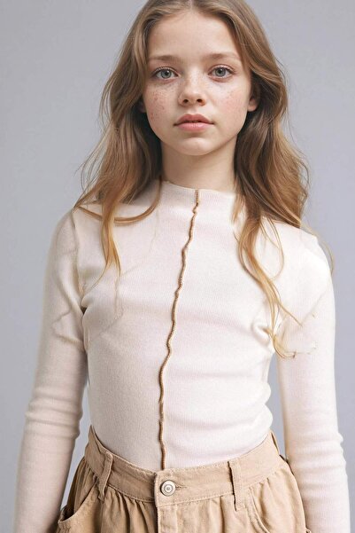 DeFacto Half Turtleneck Ribbed T-Shirt Girls' G7705A826Sm