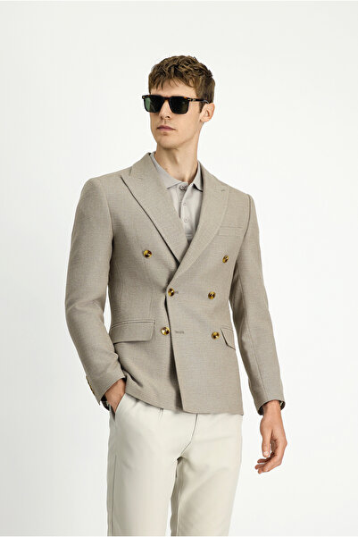 Kiğılı 6 Drop Regular Fit Standart Kesim Desenli Kruvaze Ceket