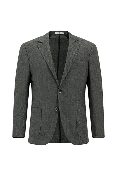 Kiğılı 4 Drop Relaxed Fit Rahat Kesim Keten Karışımlı Çizgili Spor Ceket