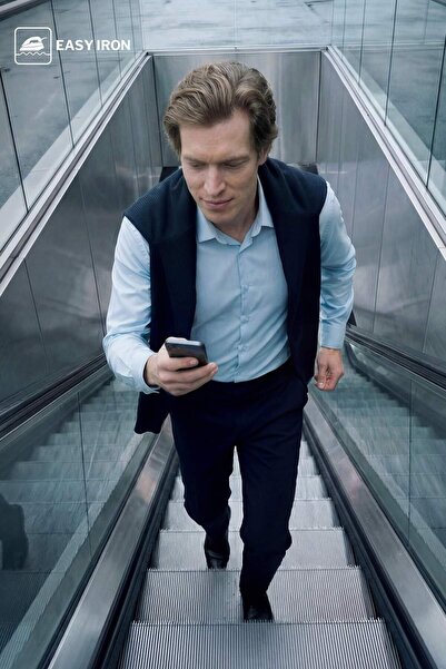 DeFacto Slim Fit Polo Collar Basic Plain Long Sleeve Shirt F9884Ax26Sp