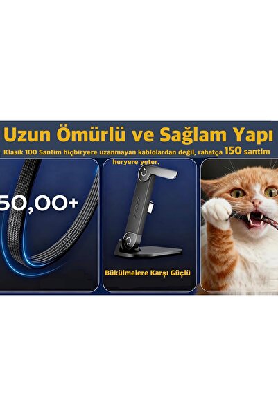 Basemo En güçlü Type-c den Type-C ye 240W 480MBPS 1.5 Metre Hem Stand Hem Şar...