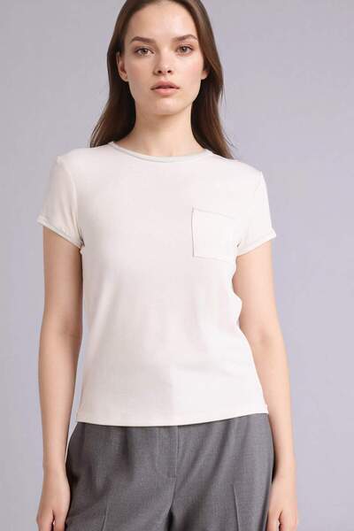 DeFacto Women's T-Shirt G9548Ax/Er105 Ecru