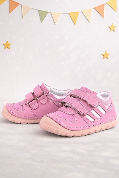 Rakerplus حذاء Grizzy من الجلد الطبيعي باللون الوردي للخطوة الأولى للفتيات ال...