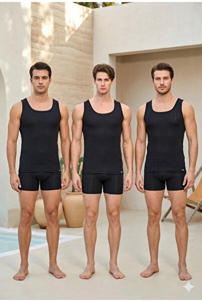 Berrak Set de 3 maiouri premium pentru bărbați, din țesătură de bambus textur...