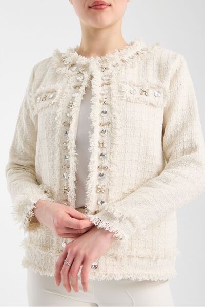 trikobis KRİSTAL İŞLEME DETAYLI TWEED CEKET