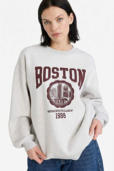 DeFacto Oversıze Baskılı Kalın Sweatshirt G7173AX25WN