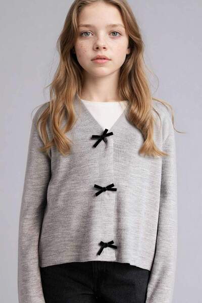 DeFacto V-Neck Bow Buttoned Cardigan Girls G6981A826Sp