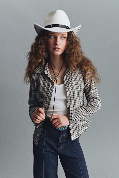 DeFacto Fitted Shirt with Collar, Gingham Pattern, Long Sleeve Shirt H0002Ax26Sp